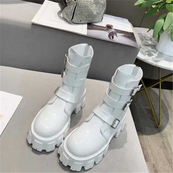 

boots patent-leather gear non-slip platform mid-tube women's for casual and fashionable outing shoes, Black