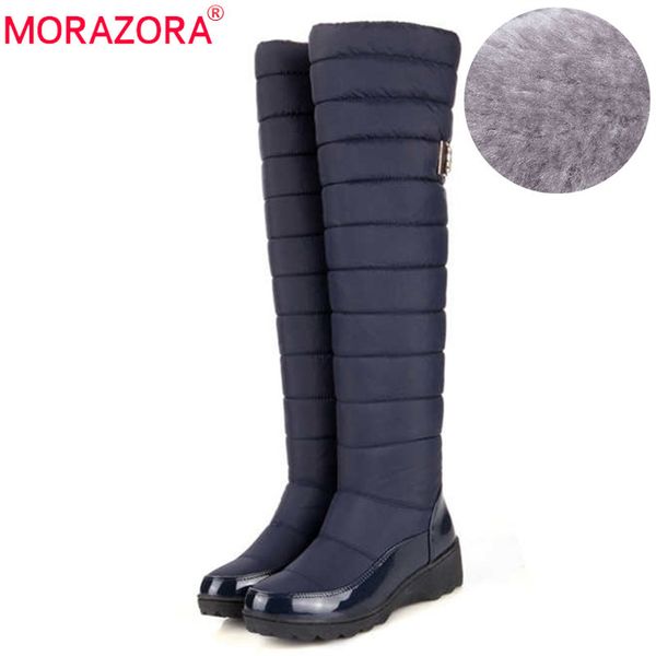 

morazora new 2021 keep warm snow boots women fashion platform fur thigh high over the knee boots plush ladies warm winter boots c1023, Black