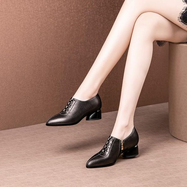 

dress shoes mljuese 2021 women pumps autumn spring soft sheepskin pointed toe zippers blue color high heels lady party size 42, Black