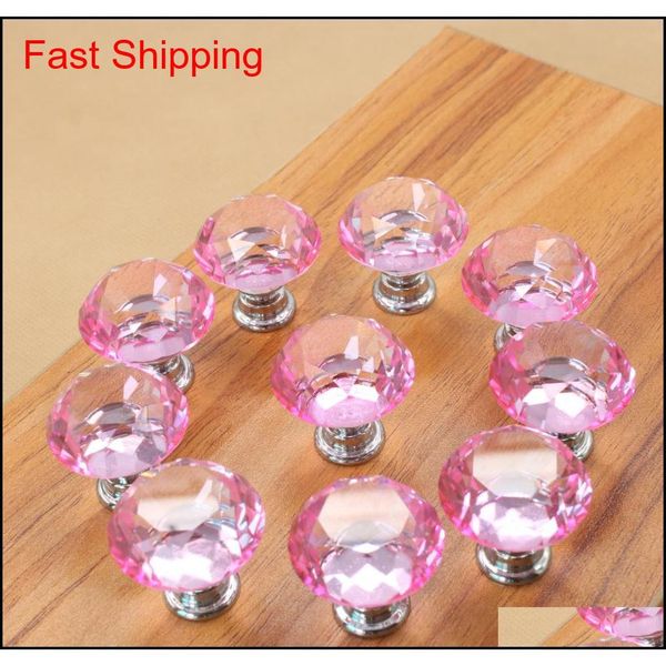 

30mm diamond crystal door knobs glass drawer knobs kitchen cabinet furniture handle knob screw qylzqr toys2010