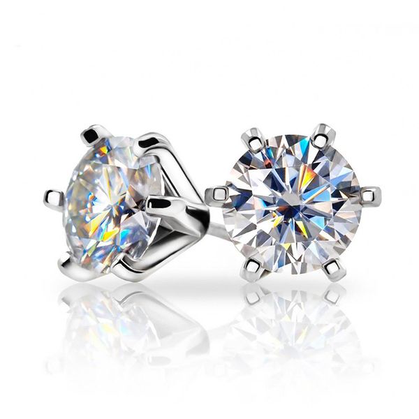 

aiyanishi ef vvs1 round cut total 2.0ct diamond test passed moissanite 18k gold plated 925 silver earring jewelry christmas gift, Golden;silver