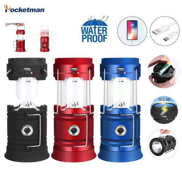 

portable lanterns led lantern solar power light tent lamp rechargeable collapsible emergency hang eenergy hiking light1