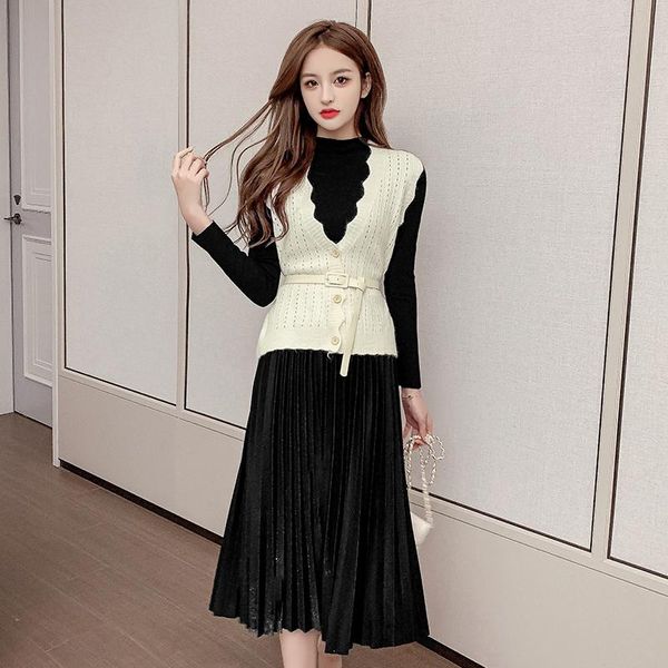 

coigarsam knitting women skirt new skirts khaki black three-piece 1621