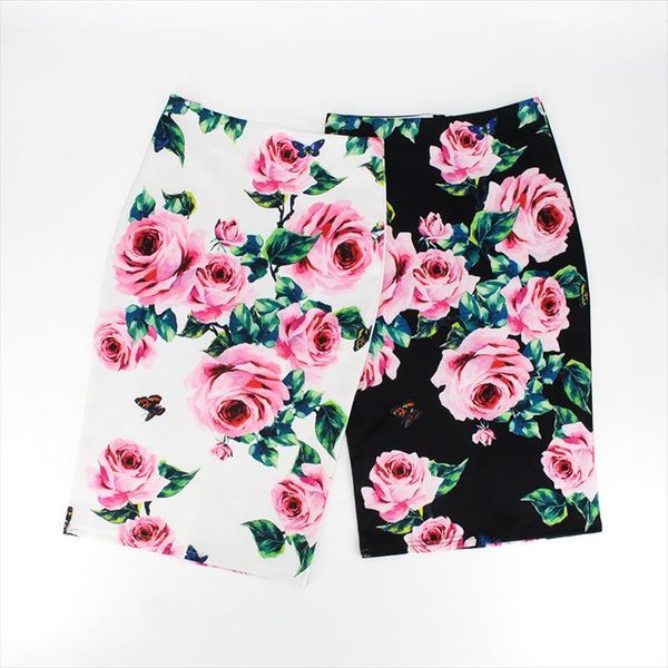 

2020 spring summer pencil skirt women high waist floral print midi skirt vintage elegant bodycon office lady style, Black