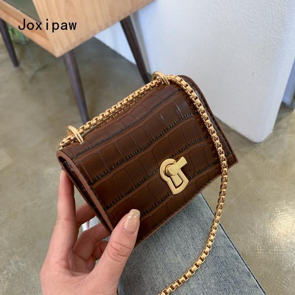 

women's bags 2020 new fashion crocodile pattern chain small square bag niche design shoulder messenger bag female handbag