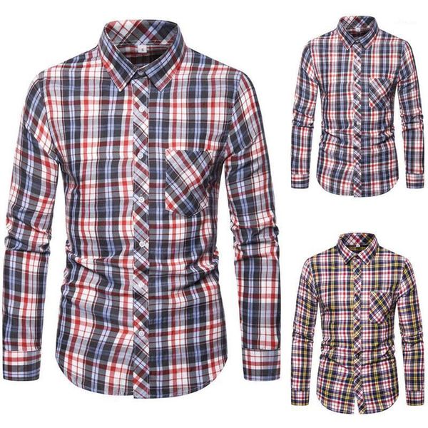 

camisa masculina casual slim plaid long sleeve pockets shirts beach blouse camisa social masculina drop shipping a551, White;black