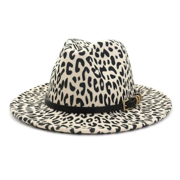 

женщины leopard wide brim шерсть fedora panama шляпа с поясной пряжкой вечеринка трилби ковбойская шапка мода джазовая шапка, Blue;gray