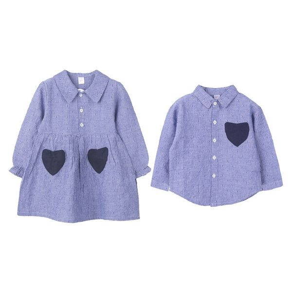 

twinning brother and sister matching shirts big brother boy shirts love little girl dress family matcing striped tee blouse y200713, Blue
