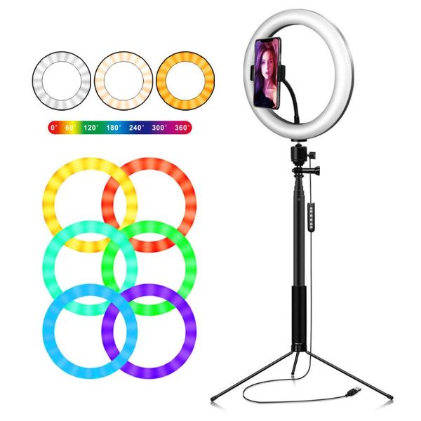 

10 inches rgb led light ring light ringlight lighting kit adjustable color temperature brightness for makeup live streaming