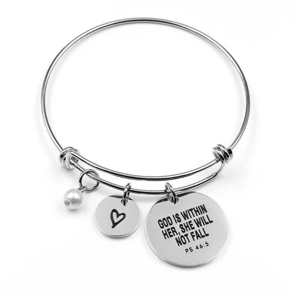 

villwice bible verse bracelet bangle stainless steel engraved charm faith christian jewelry friend gift, Black
