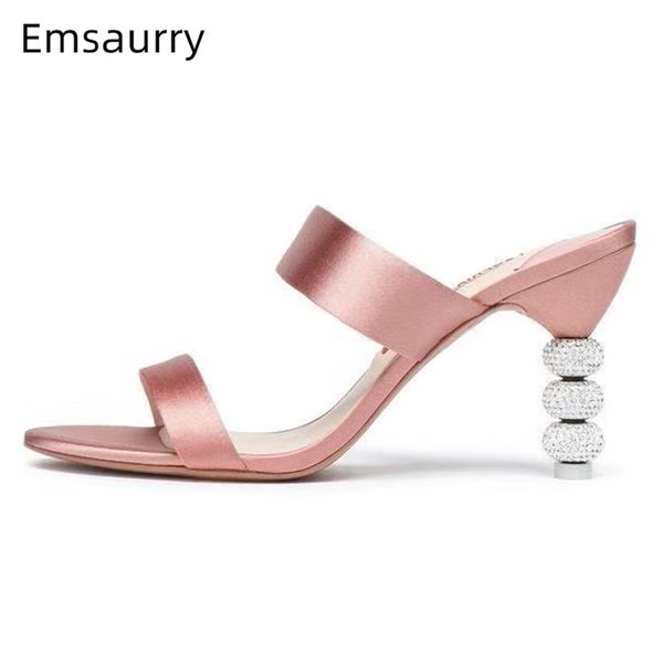 

pink satin one-strap sandalias mujer 2020 new arrival beading high heel gladiator sandals women open toe summer shoes woman 0928, Black