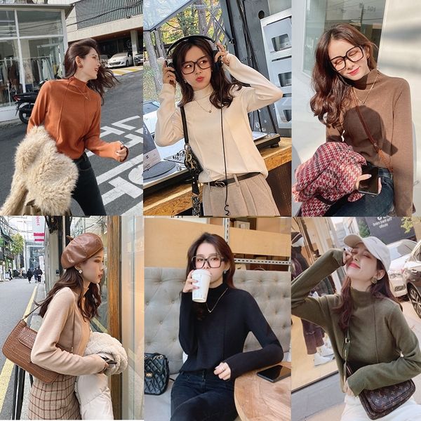 

mishow winter basic solid turtleneck slim fit sweater for women causal long sleeve knit pullover mx19d5457 201017, White;black