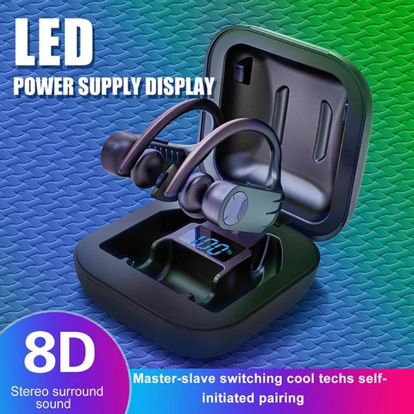 

b1 tws bluetooth earphone bt 5.0 sports waterproof true wireless headphones ear hook stereo tws 8d headset with charging box