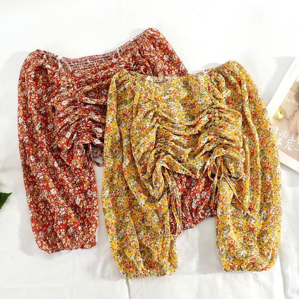 

women's blouses & shirts 2021 delivery fast printing long-sleeved short version beautiful girl good quality elastic shirt design blouse, White