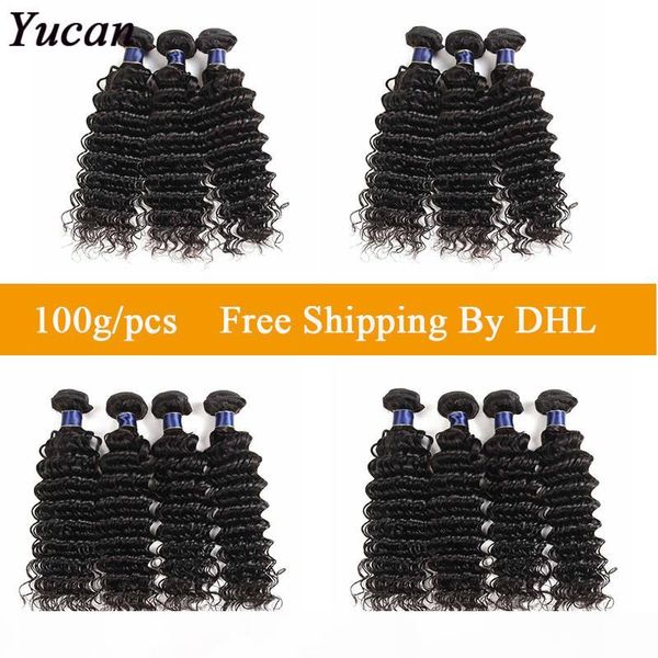 

peruvian deep wave human hair extensions brazilian virgin human hair weaves bundles 3 4pcs lot 8a natural color drop shipping, Black