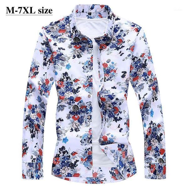 

men's casual shirts 2021 mens large size business long-sleeved fashion slim spring autumn printing shirt male clothes 5xl 6xl 7xl1, White;black