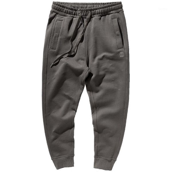 

2020 elastic waist drawstring casual sweatpants men's fashion autumn and winter thick heavyweight terry legged sports pants1, Black