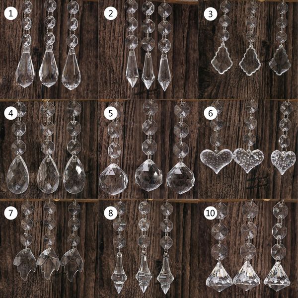 

10pcs acrylic crystal beads drop shape garland chandelier hanging party decor wedding decoration centerpieces for tables c0125