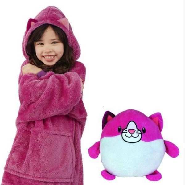 

cartoon children lazy pet pets pillow folding pajamas tv warm blanket, Blue;red