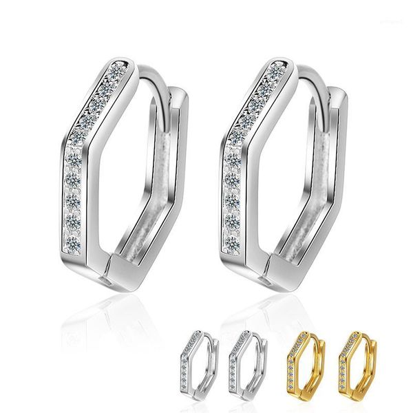 

charm 3a zirconia small hoop earrings silver gold color loop huggie simple fashion party jewelry gifts for women1, Golden