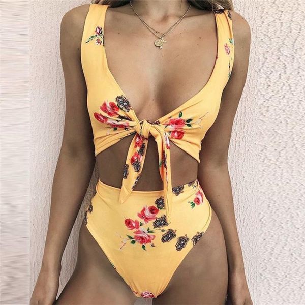 

women set swimwear push-up padded bandage floral print bra two-pieces suits swimsuit #1225 a#4871, Red;black