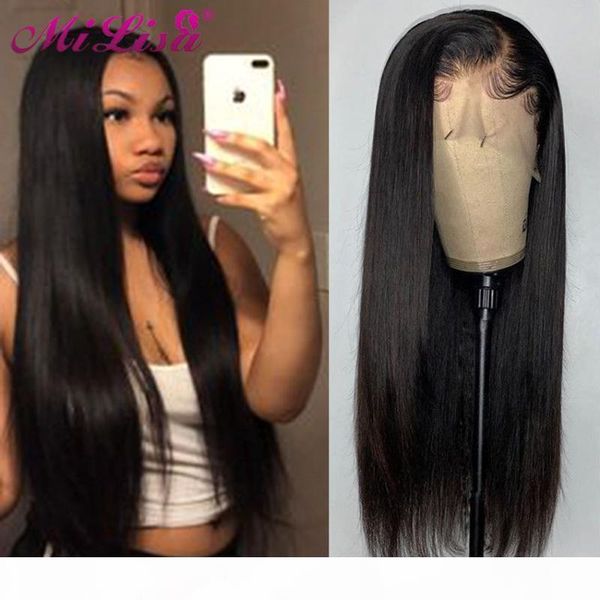 

mi lisa 13x4 lace front human hair wigs malaysian straight human hair wigs 28 30 inch lace frontal wig pre plucked pixie cut wig, Black;brown