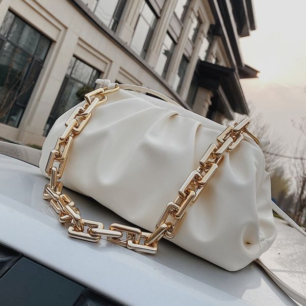 

a small number of thick chain cloud bags portable single a few folds thick chain cloud fold shoulder armpit bags for women spring and summer