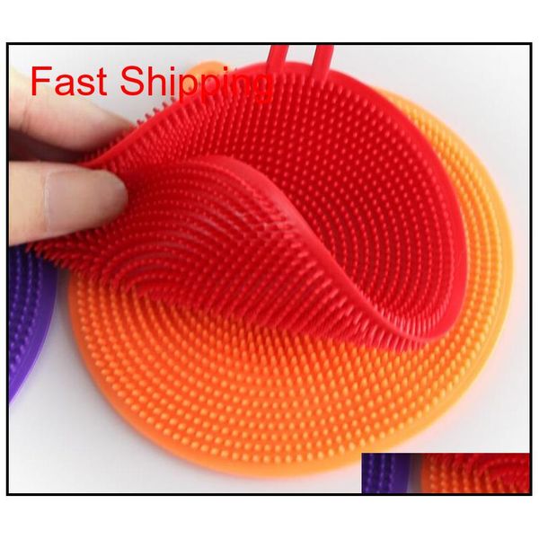 

sile dishwashing brush round brush scrubber dish washing multi-function fruit vegetable scouring pads kitch qylocz bde_luck