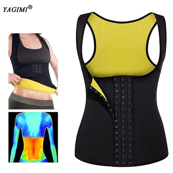 

women sweat neoprene sauna vest for weight loss tummy fat burner slimming shapewear thermo body shaper sweat shaper lj201209, Black;white