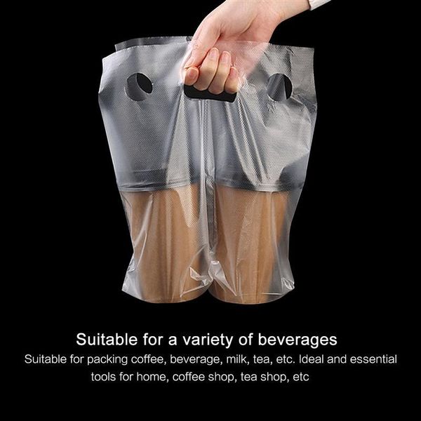 

100pcs disposable plastic bag portable milk coffee bag transparent durable takeout pouch package bags