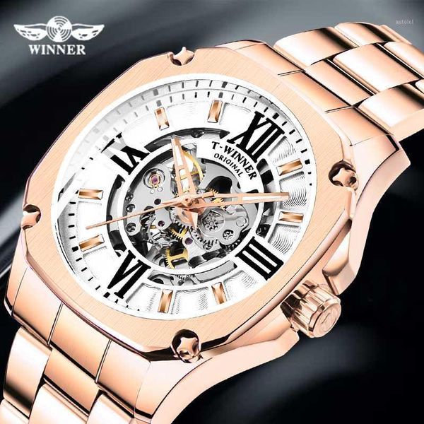 

winner new number sport design bezel golden watch mens watches montre homme clock men automatic skeleton watch1, Slivery;brown
