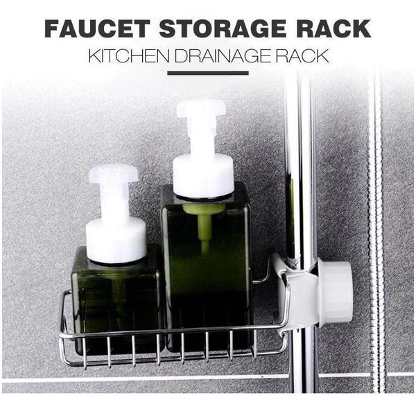 

new stainless steel faucet storage racks adjustable sink rag sponge draining rack kitchen bathroom soap storage holders qylhnj