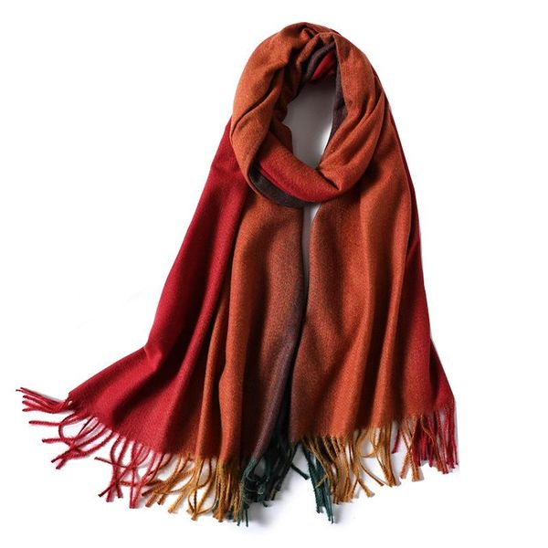 

gradient color winter scarf women thick warm neck scarves women tassels cashmere blanket long large femme shawls wraps, Blue;gray