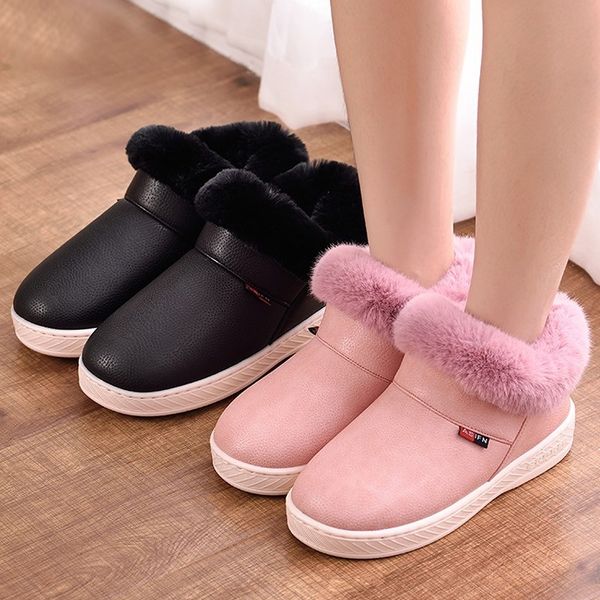 

women boots waterproof winter warm fur ankle boots couple house thick soled warm cotton shoes woman botas mujer zapatos y200115, Black