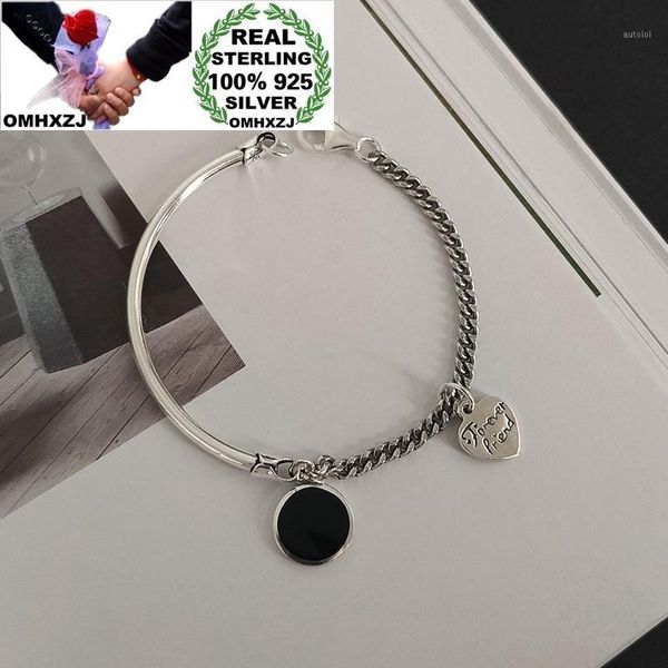 

omhxzj wholesale hb67 european fashion fine woman girl birthday party gift vintage heart round 100% 925 sterling silver bracelet1, Golden;silver