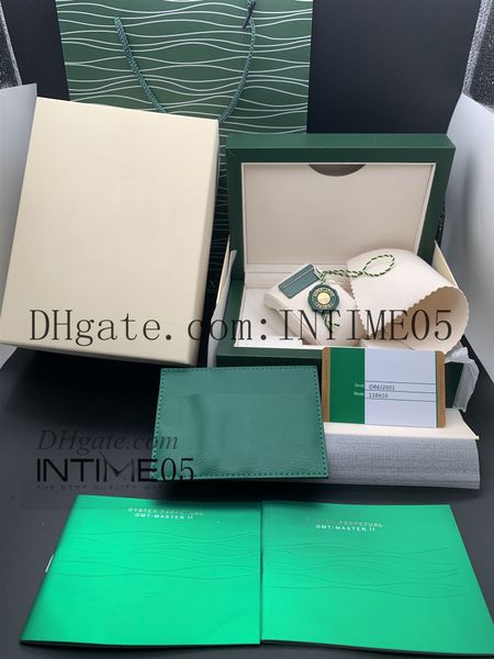 

style green watch original box papers card purse gift wood boxes handbag for 126610 116610 116660 116710 watches case, Black;blue