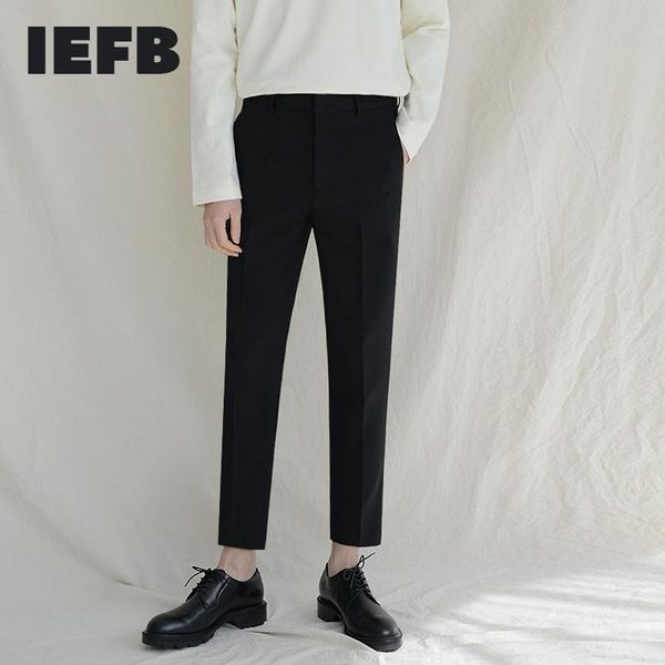

men's suits & blazers iefb korean streetwear suit pants 2021 spring non iron slim back elastic waist ankle-length for male 9y5541, White;black