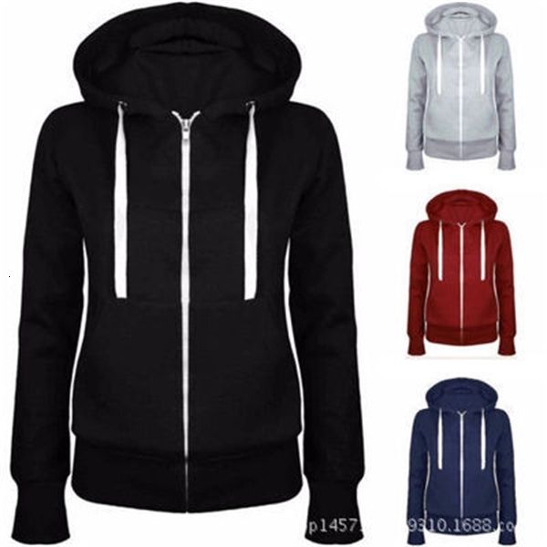 

hooded zipper sweater coat long sleeve plush sweater cardigan coat, Black