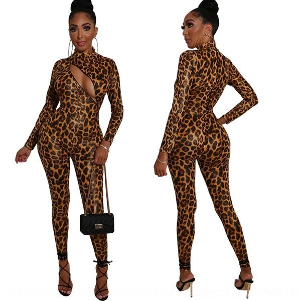 

uogjq y091 women's and printed new autumn trousers leopard jumpsuit y091 women's and zipper trousers autumn new printed long-sleev, Gray