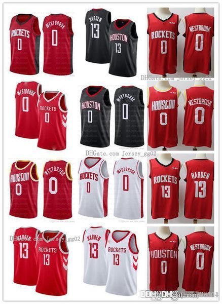 

2020 мужской хьюстон nba ракеты новый джеймс 13 harden russell 0 westbrook red black white basketball требовые изделия женщины молодежь, Black;red