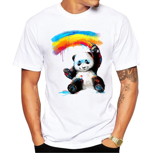 

panda painter printed t shirt 2018 fashion hipster rainbow tee shirts short sleeve casual funny t shirt sport hooded sweatshirt hoodie