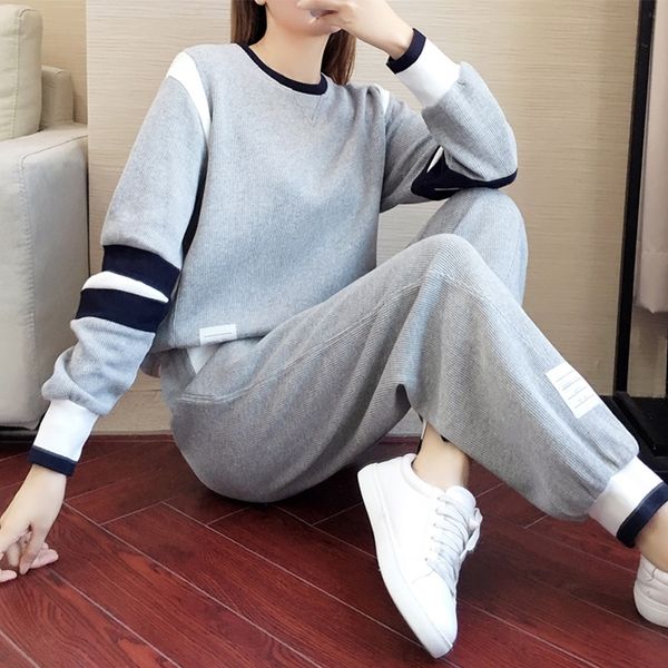 

ctvfp harun sports suit women's autumn and two-piece new loose and fashionable foreign style 6804 shows thin sports winter women's, Gray