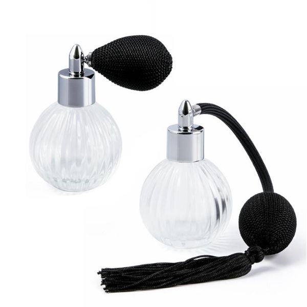 

50ml vintage glass clear perfume spray bottle atomizer black long / short pump gifts