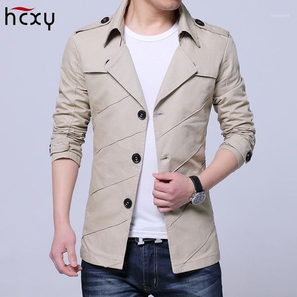 

hcxy cotton mens trench coat fashion slim fit outwear coats trench coat winter jackets men plus size 5xl1, Tan;black