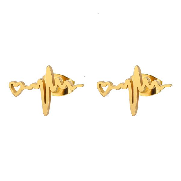 

heartbeat stud medical for women ecg earrings nurse stainless steel gold/silver love earings jewelry bijoux brincos new 23sv, Golden;silver