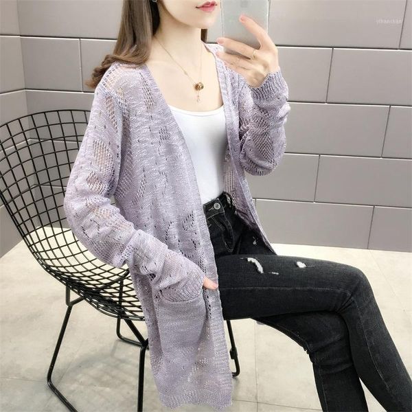 

the new spring and summer 6099 (east stair edge. 2) with thin sweater in long cardigan pocket 301, White
