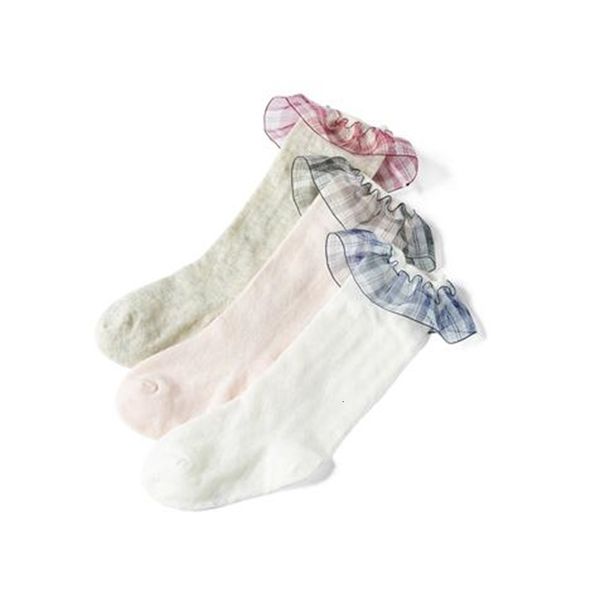 

long tube socks spring and summer thin baby baby high tube socks newborn mosquito proof lace boys and girls lo, Pink;yellow