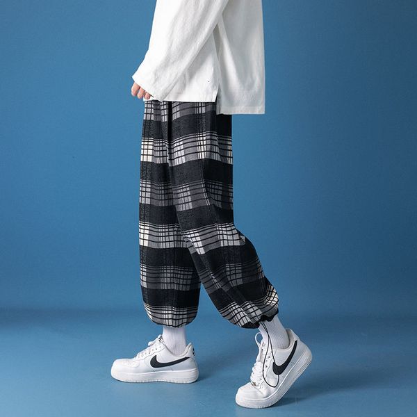 

2021 men's trousers autumn thin new solid-print retro relaxed pants youth clothing 46mm, Black