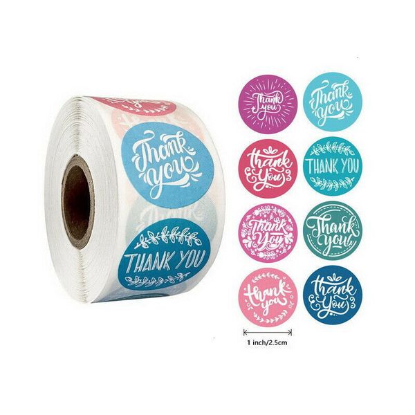 

500pcs/roll 10 styles flowers heart thank you adhesive sticker scrapbooking handmade business packaging seal decoration stickers 6 n0bpv
