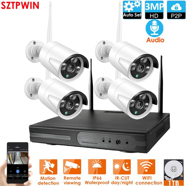 

4ch 3.0mpaudio cctv system wireless 1080p nvr 4pcs 3.0mp ir outdoor p2p wifi ip cctv security camera system surveillance kit builtin 1tb hdd